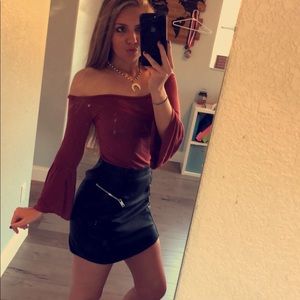 Black leather skirt